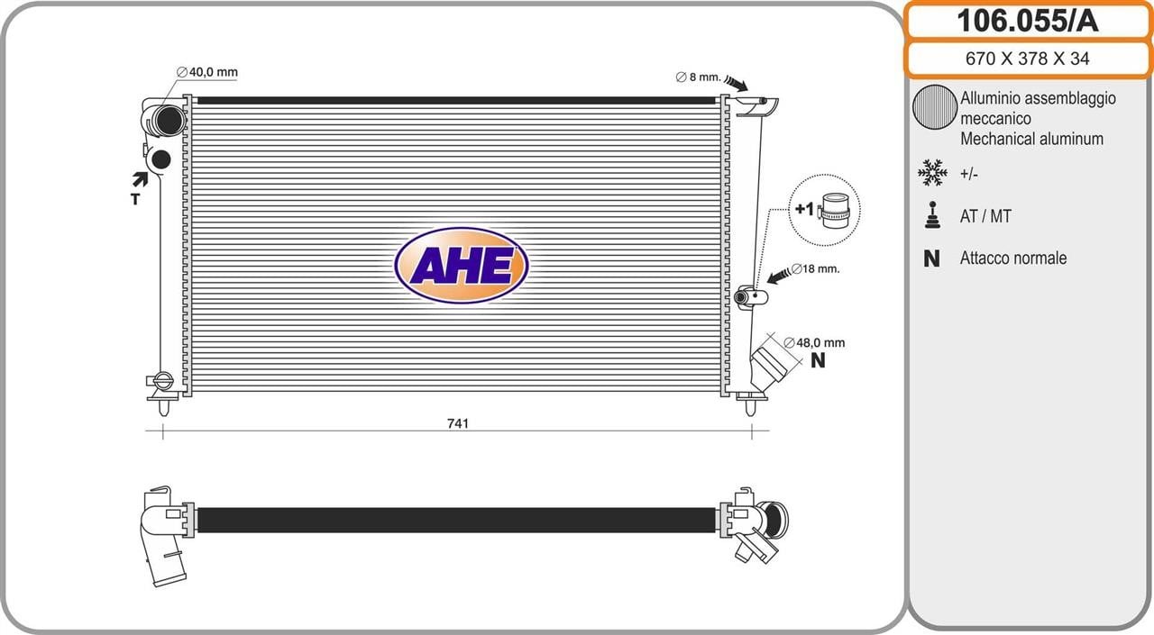 AHE 106.055/A Radiator, engine cooling 106055A