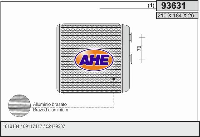 AHE 93631 Heat exchanger, interior heating 93631