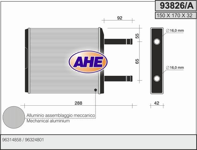 AHE 93826/A Heat exchanger, interior heating 93826A