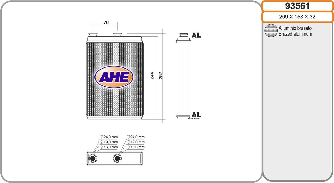 AHE 93561 Heat exchanger, interior heating 93561