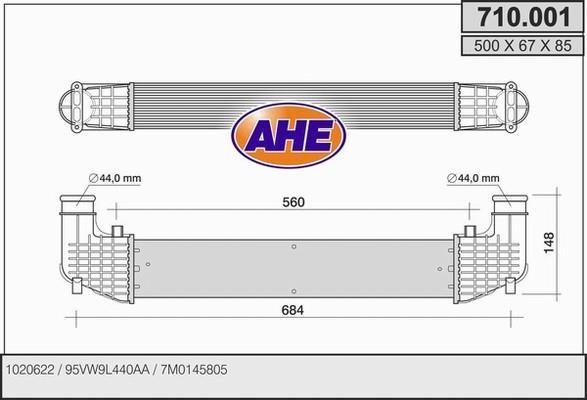 AHE 710.001 Intercooler, charger 710001