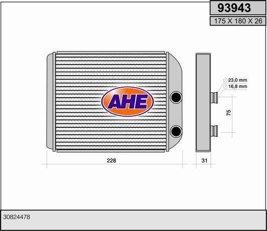 AHE 93943 Heat exchanger, interior heating 93943