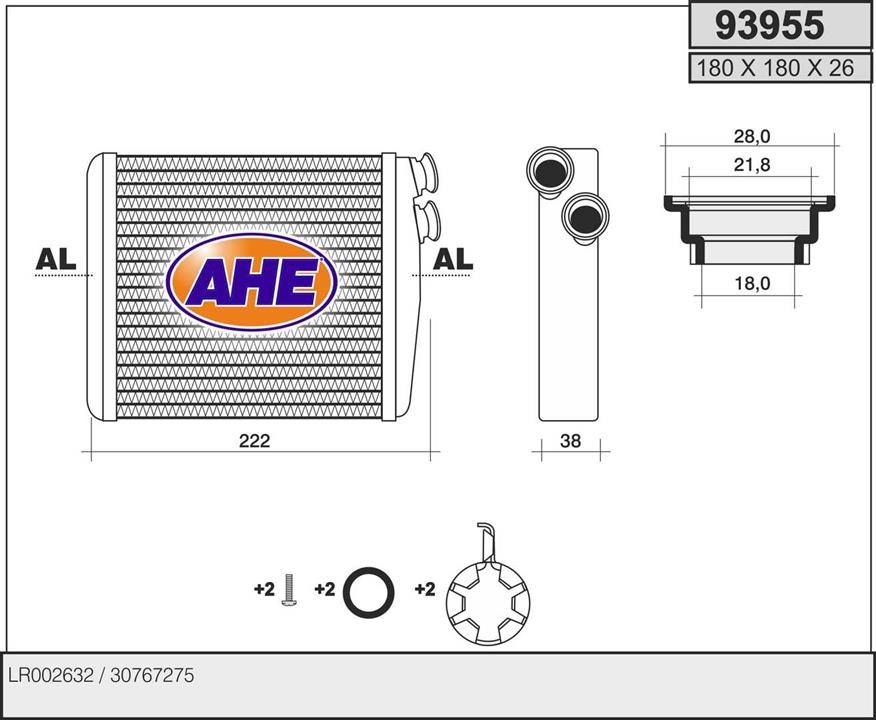 AHE 93955 Heat exchanger, interior heating 93955
