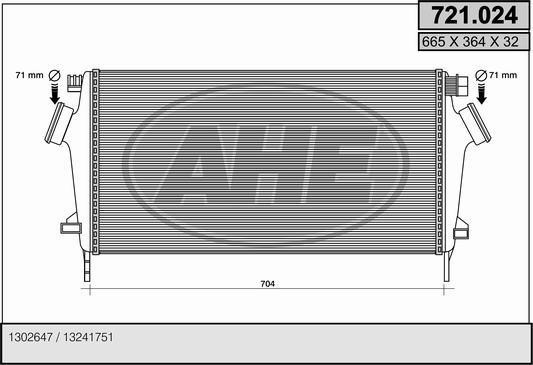 AHE 721.024 Intercooler, charger 721024