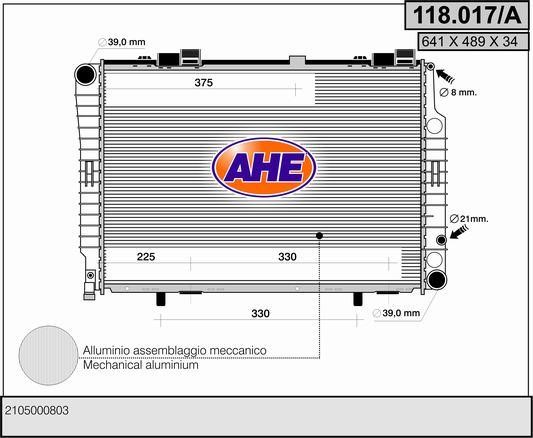 AHE 118.017/A Radiator, engine cooling 118017A