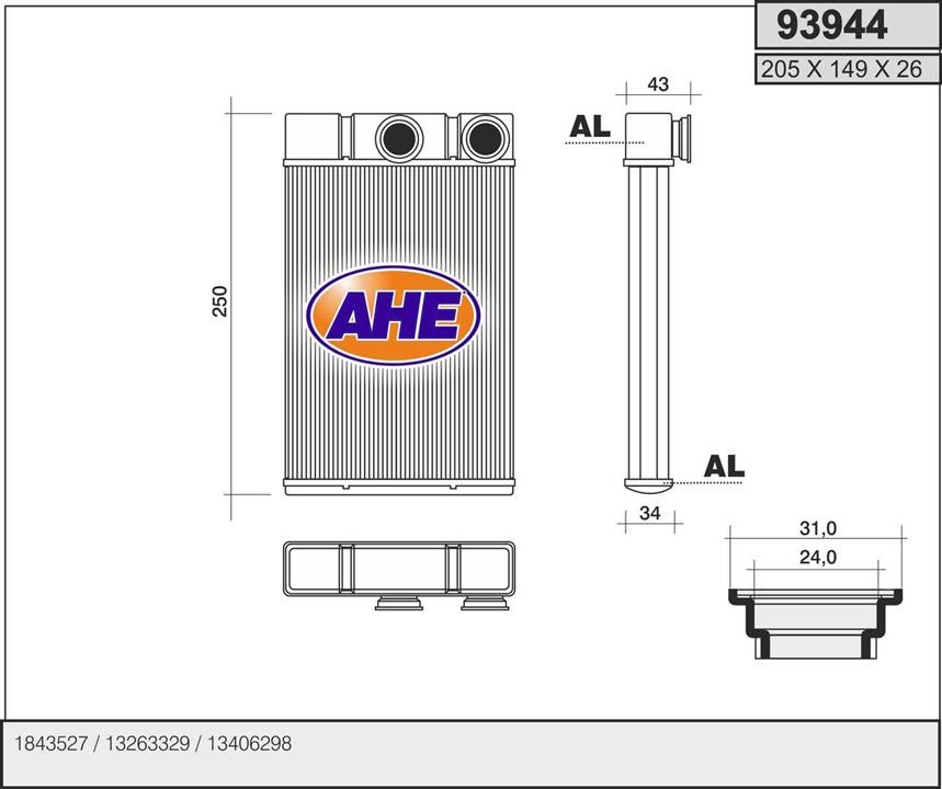 AHE 93944 Heat exchanger, interior heating 93944