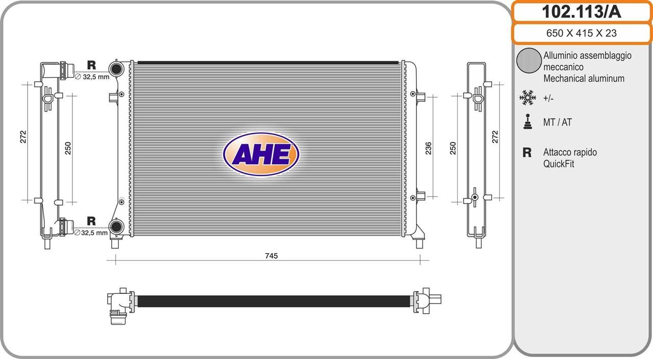 AHE 102.113/A Radiator, engine cooling 102113A