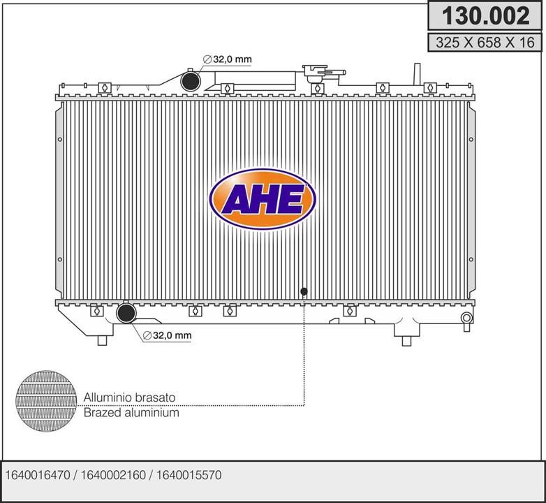 AHE 130.002 Radiator, engine cooling 130002