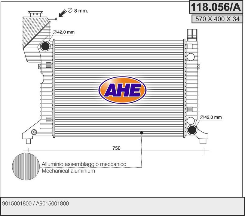 AHE 118.056/A Radiator, engine cooling 118056A