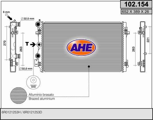 AHE 102.154 Radiator, engine cooling 102154