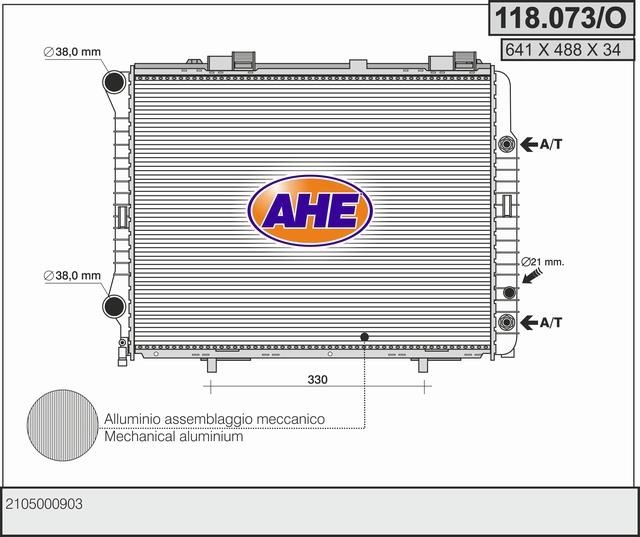 AHE 118.073/O Radiator, engine cooling 118073O