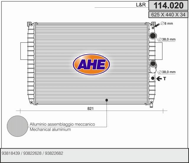 AHE 114.020 Radiator, engine cooling 114020