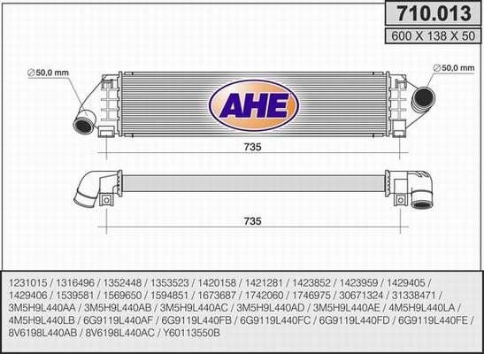 AHE 710.013 Intercooler, charger 710013