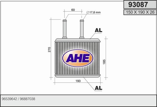 AHE 93087 Heat exchanger, interior heating 93087