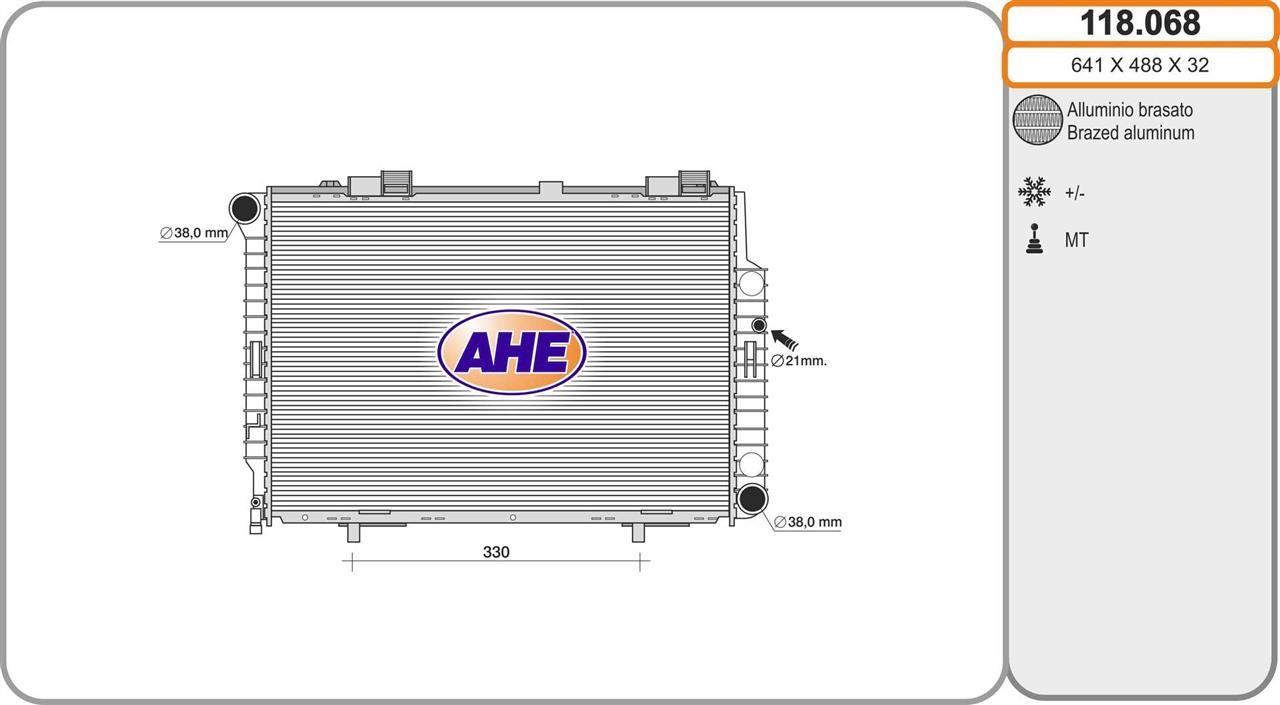 AHE 118.068 Radiator, engine cooling 118068