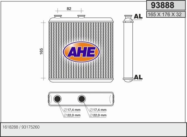 AHE 93888 Heat exchanger, interior heating 93888