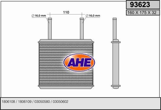 AHE 93623 Heat exchanger, interior heating 93623