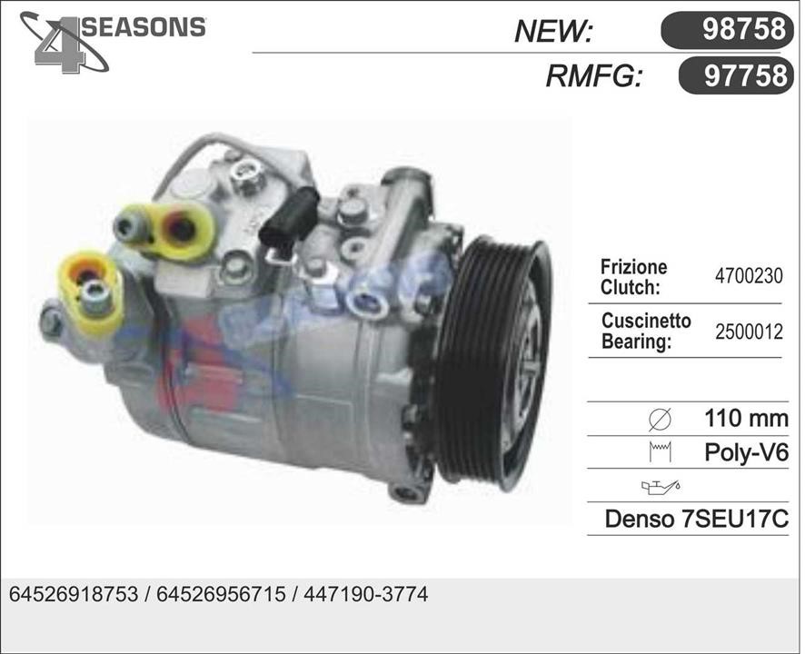 AHE 97758 Compressor, air conditioning 97758