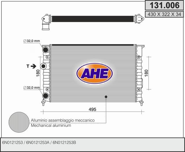 AHE 131.006 Radiator, engine cooling 131006