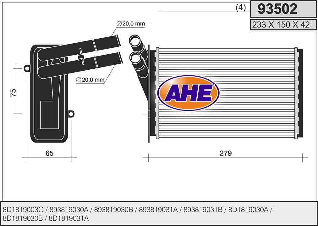 AHE 93502 Heat exchanger, interior heating 93502