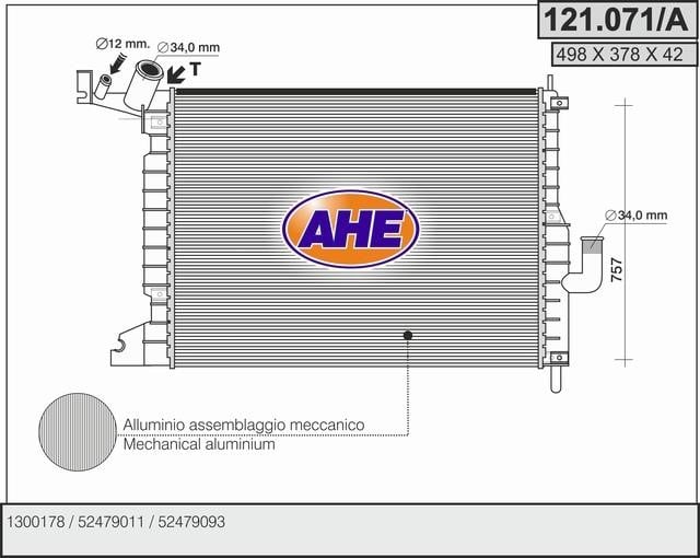 AHE 121.071/A Radiator, engine cooling 121071A