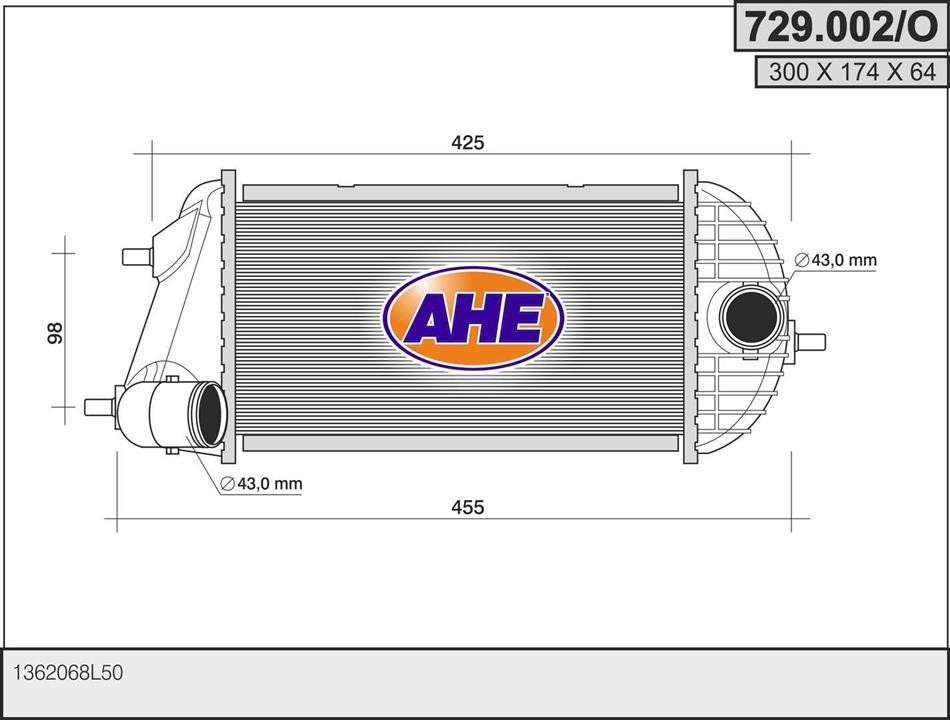 AHE 729.002/O Intercooler, charger 729002O