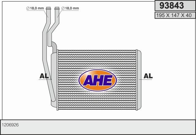 AHE 93843 Heat exchanger, interior heating 93843