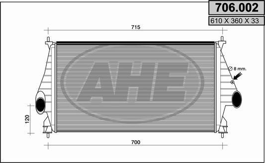 AHE 706.002 Intercooler, charger 706002