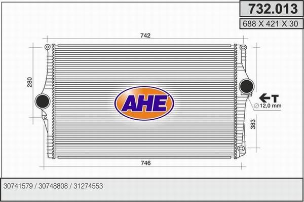 AHE 732.013 Intercooler, charger 732013