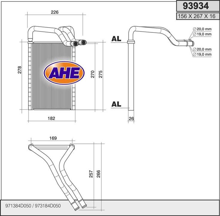 AHE 93934 Heat exchanger, interior heating 93934