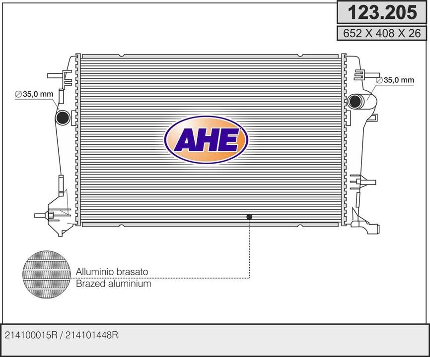 AHE 123.205 Radiator, engine cooling 123205