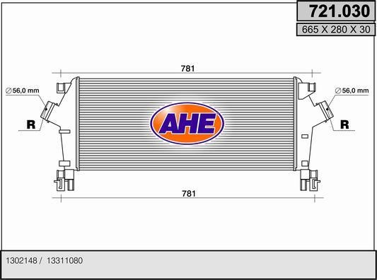 AHE 721.030 Intercooler, charger 721030
