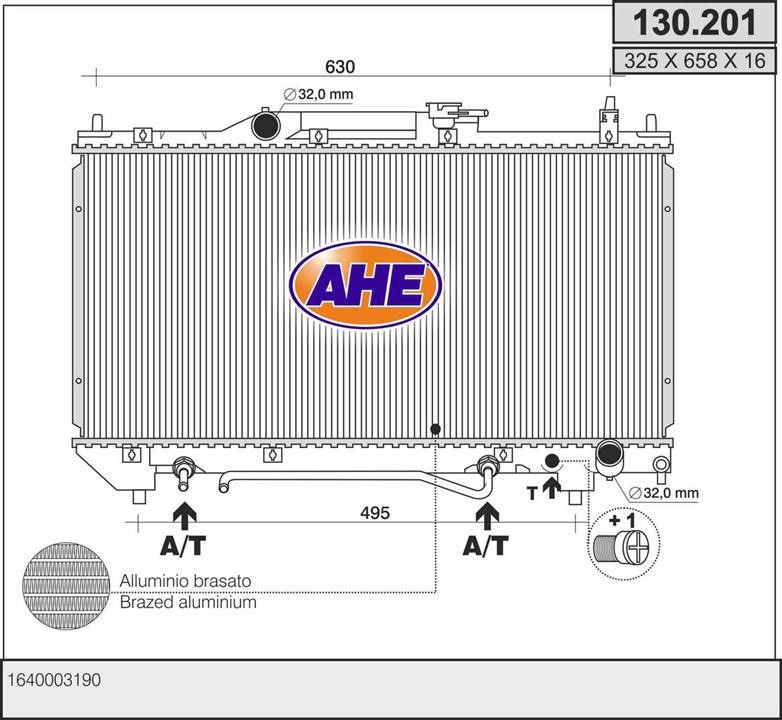 AHE 130.201 Radiator, engine cooling 130201