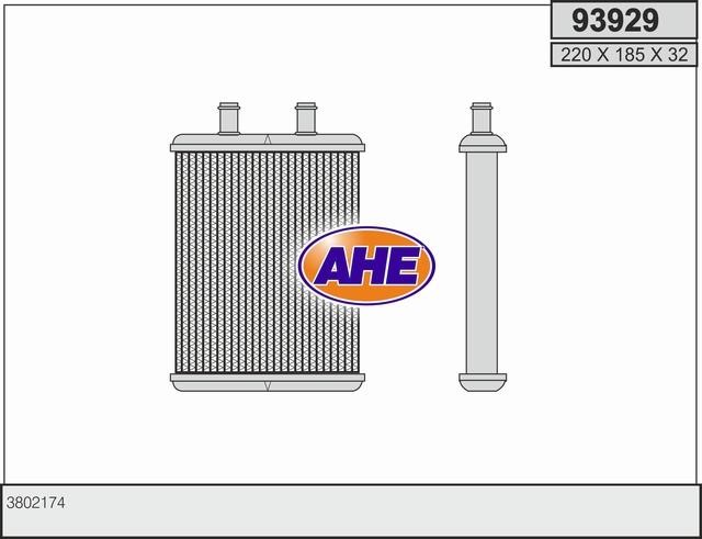 AHE 93929 Heat exchanger, interior heating 93929