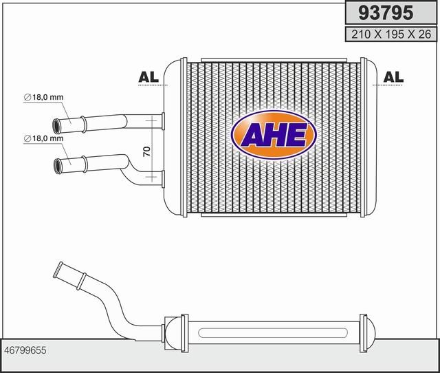 AHE 93795 Heat exchanger, interior heating 93795