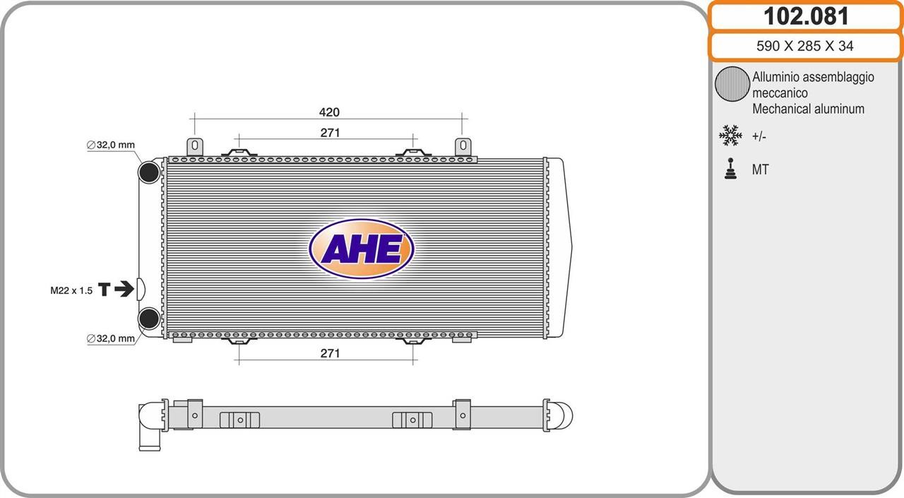 AHE 102.081 Radiator, engine cooling 102081