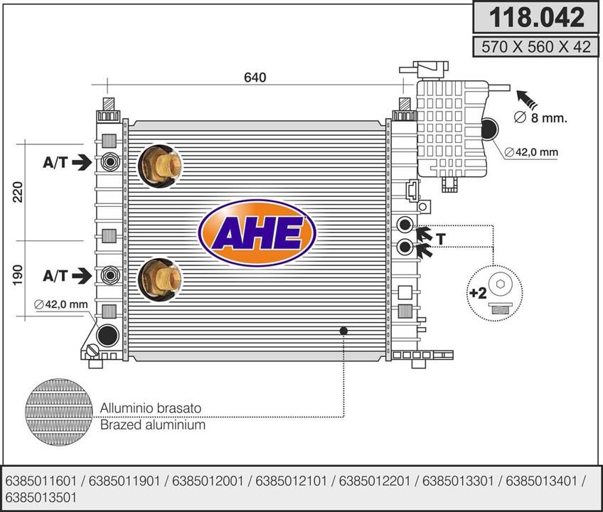 AHE 118.042 Radiator, engine cooling 118042