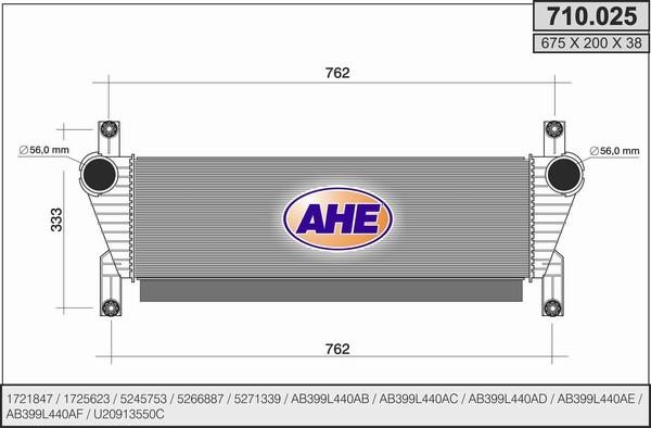 AHE 710025 Intercooler, charger 710025