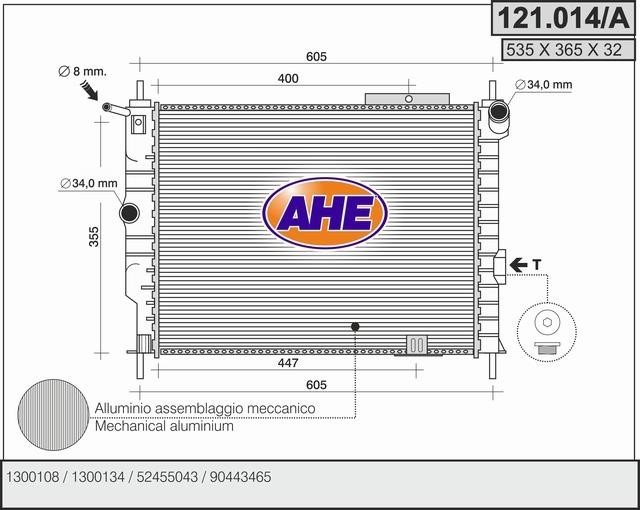 AHE 121.014/A Radiator, engine cooling 121014A