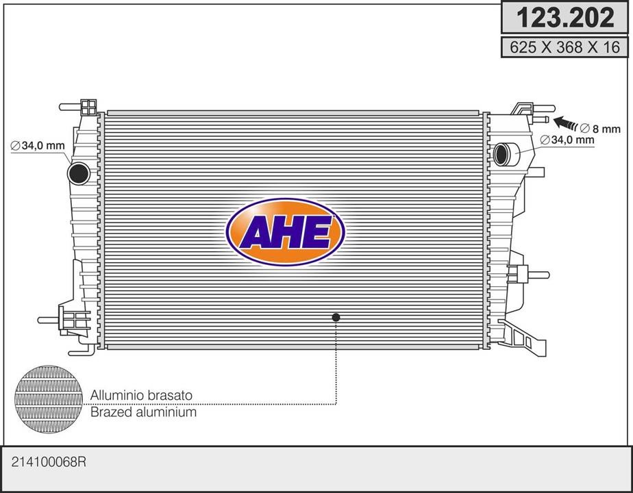 AHE 123.202 Radiator, engine cooling 123202