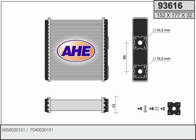 AHE 93616 Heat exchanger, interior heating 93616