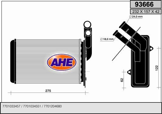 AHE 93666 Heat exchanger, interior heating 93666
