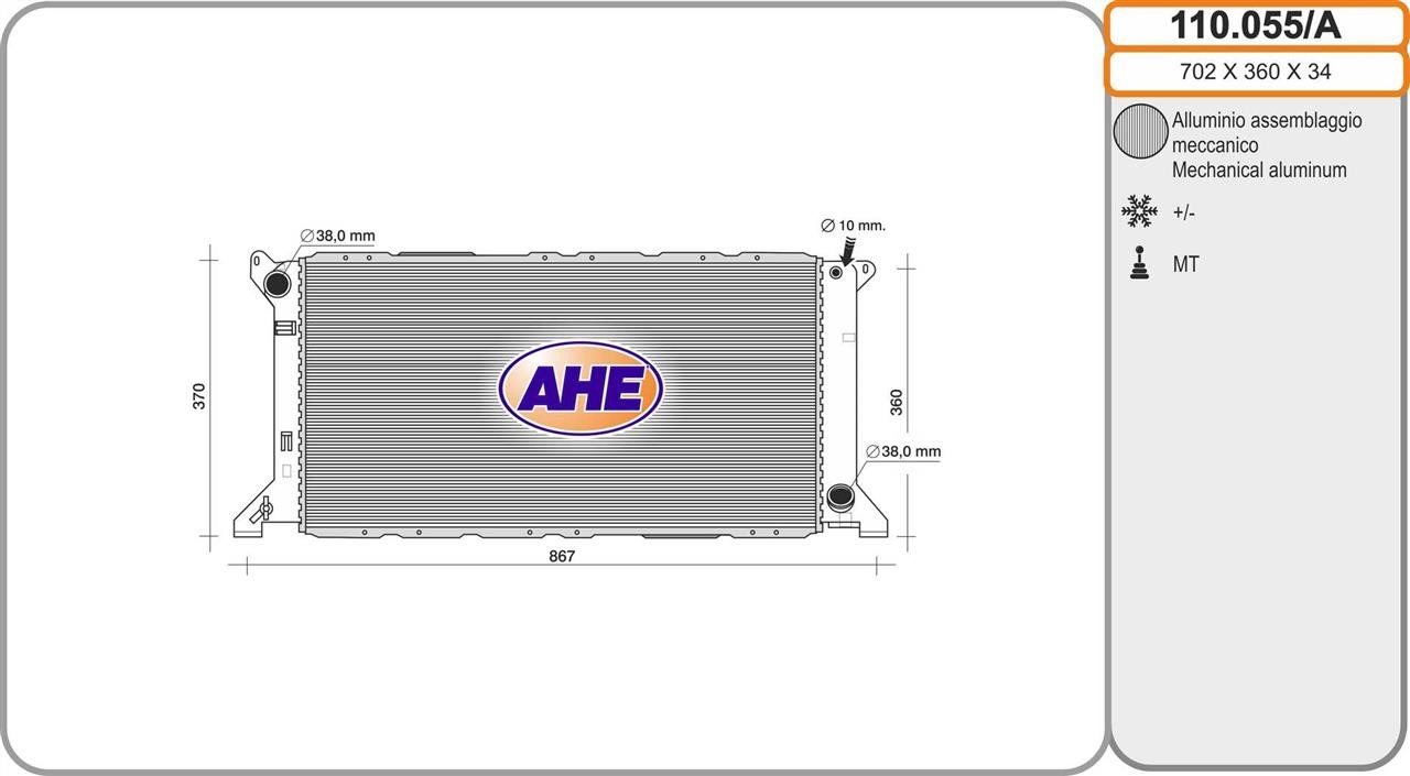 AHE 110.055/A Radiator, engine cooling 110055A