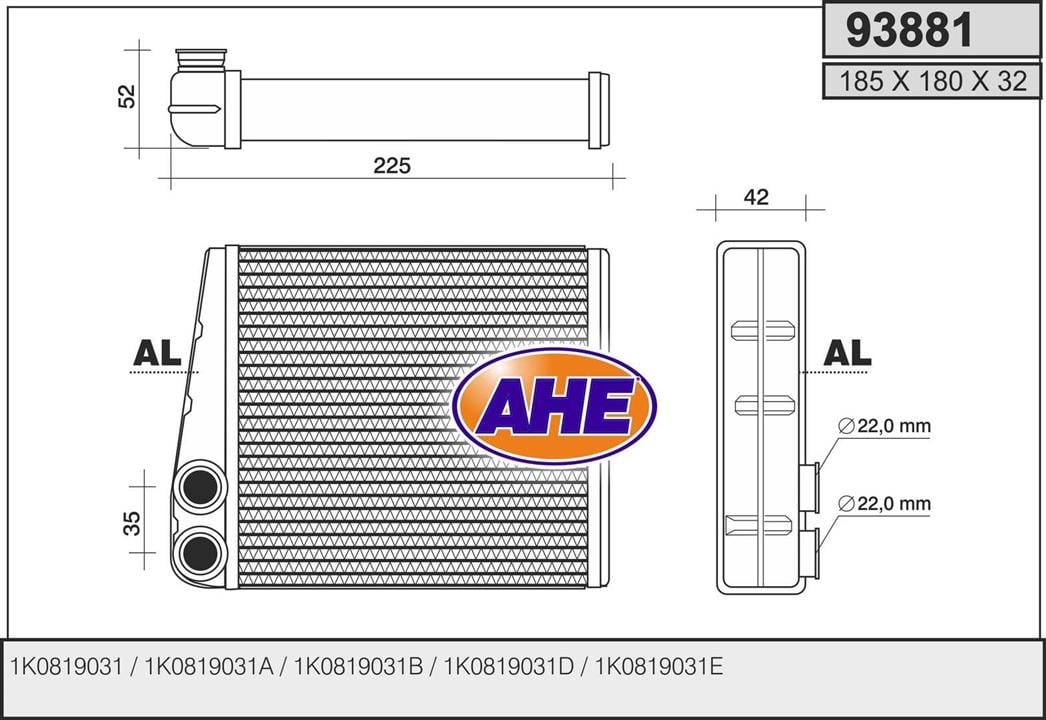 AHE 93881 Heat exchanger, interior heating 93881