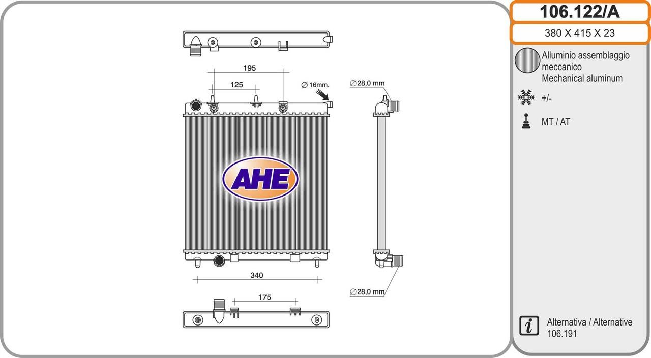 AHE 106.122/A Radiator, engine cooling 106122A