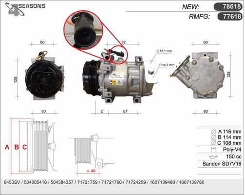 AHE 77618 Compressor, air conditioning 77618