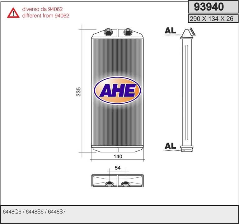 AHE 93940 Heat exchanger, interior heating 93940