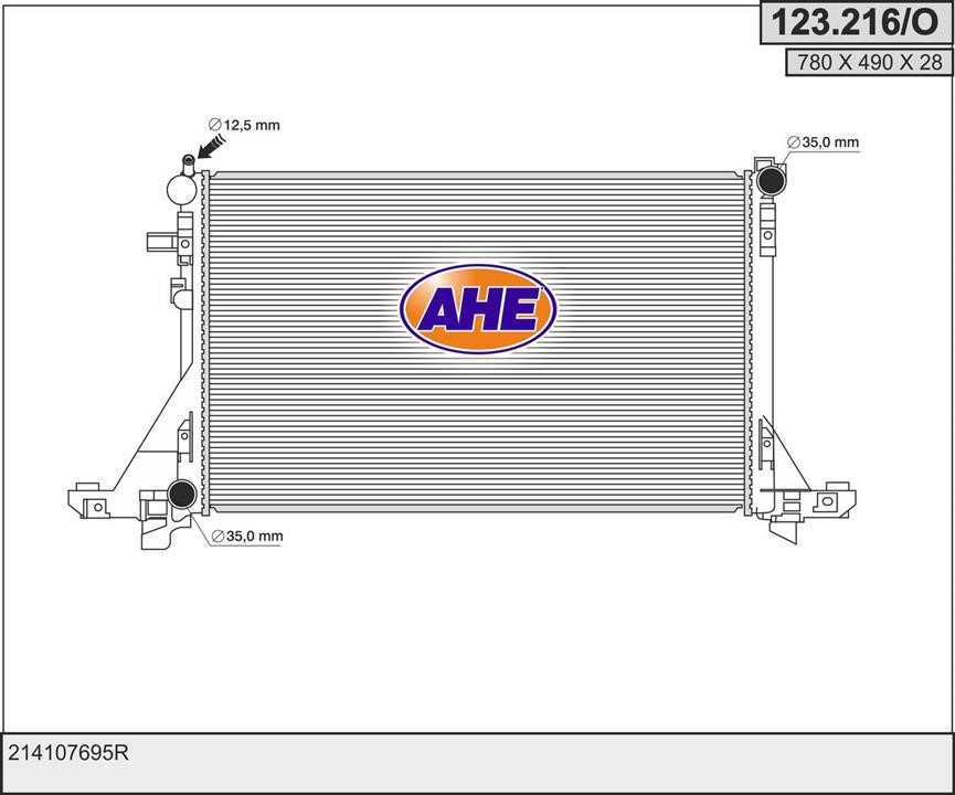 AHE 123.216/O Radiator, engine cooling 123216O