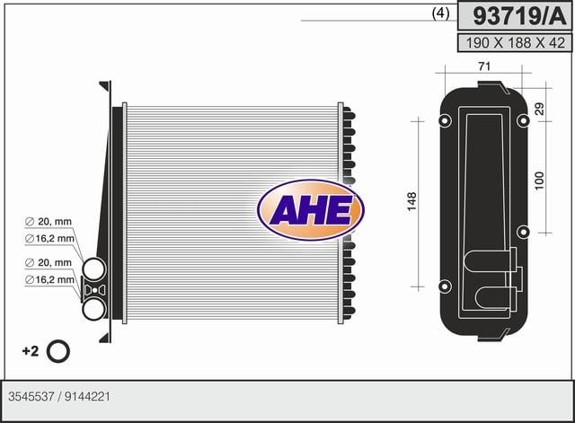 AHE 93719/A Heat exchanger, interior heating 93719A
