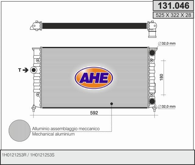 AHE 131.046 Radiator, engine cooling 131046